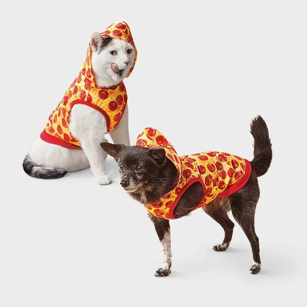 Pizza Dog and Cat‎ Hoodie - Boots & Barkley sz XS